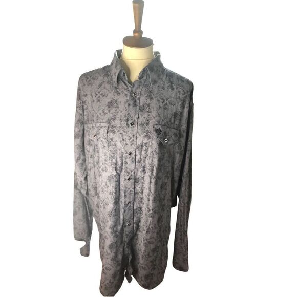 George Strait wrangler Pearl. Snap black and gray western shirt size XL - Picture 2 of 11